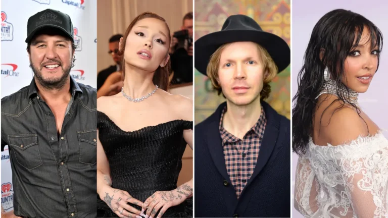 A music release calendar highlighting upcoming 2026 albums from pop, country, rock and K-pop artists