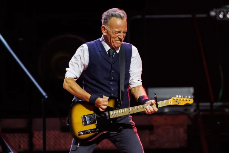 Bruce Springsteen performs onstage with the E Street Band at Chicago's United Center