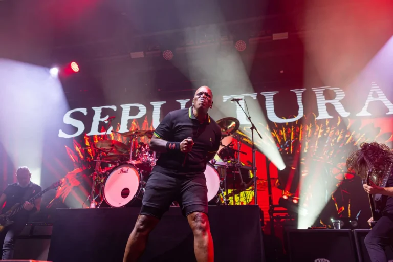 Sepultura performing at Ramova Theater in Chicago during their farewell tour