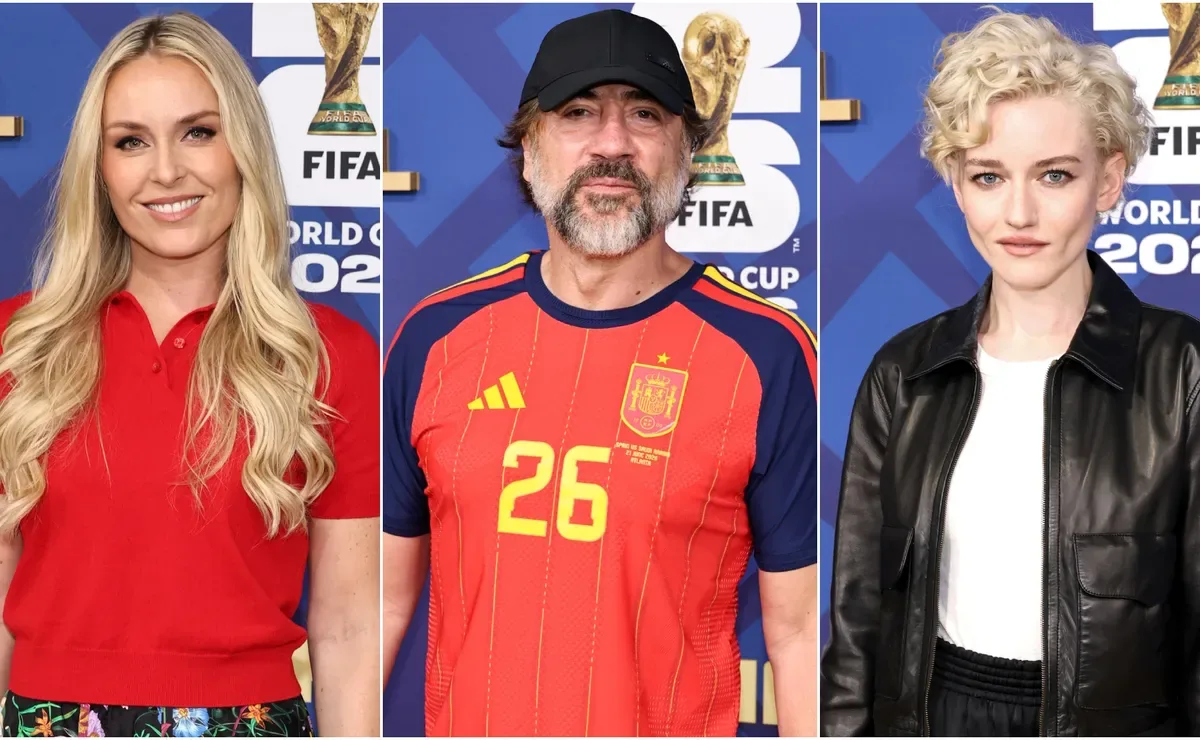 Celebrities and athletes sit in the stands at the 2026 FIFA World Cup final in New Jersey