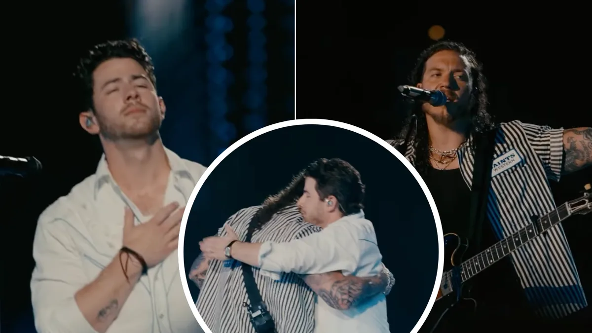 Nick Jonas performs onstage with Brandon Lake during a concert in Charleston