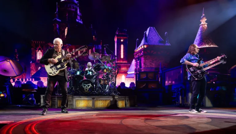 Rush performs on stage at Chicago's United Center with drummer Anika Nilles