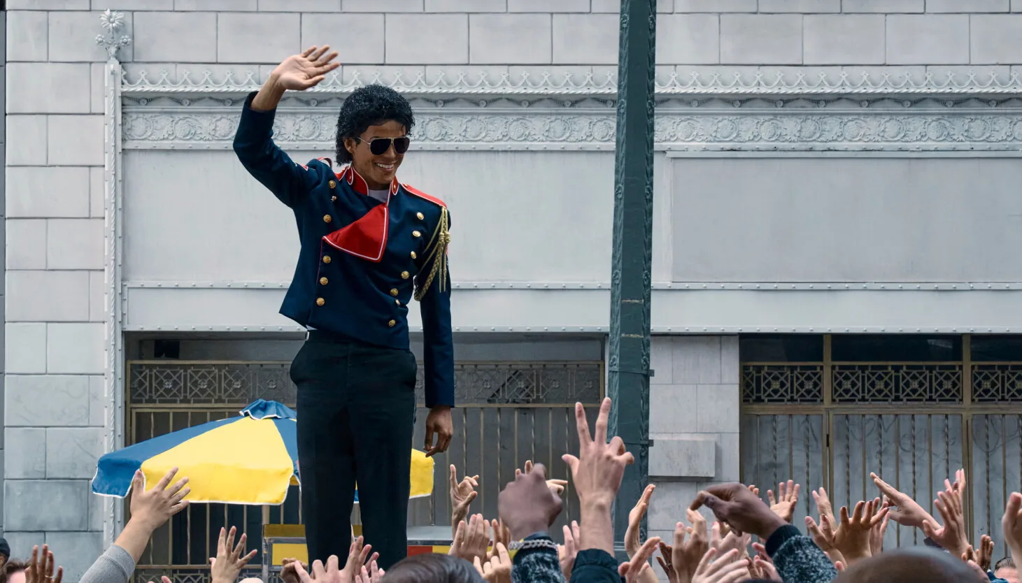 A promotional image for the biopic Michael showing the Jackson 5’s early Chicago-era story