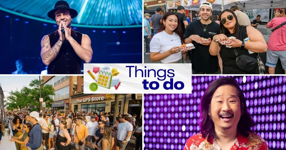 Crowds at a Chicago street festival with food booths and live music