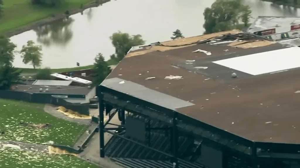 Tinley Park’s Credit Union 1 Amphitheatre Races to Repair Storm-Damaged Roof Before Lynyrd Skynyrd Concert Saturday After Derecho Hit the Chicago Area