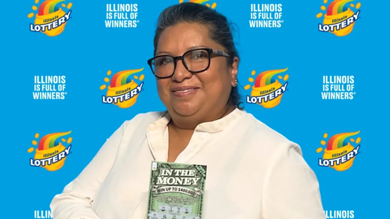 Illinois Lottery scratch-off ticket and a convenience store counter in Chicago's Gage Park
