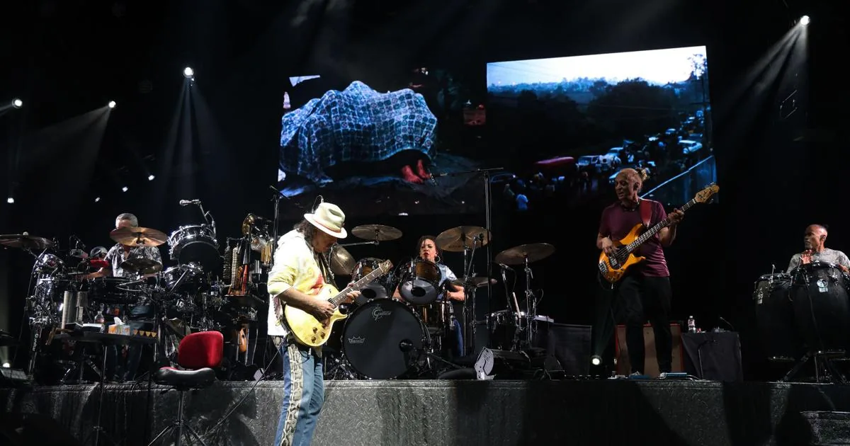 Santana and the Doobie Brothers performing for a crowd at El Paso's Don Haskins Center