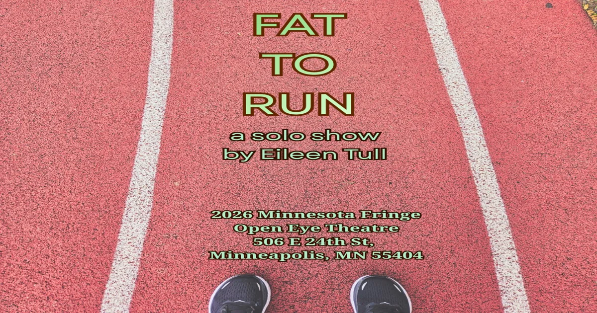 Performer Eileen Tull in workout gear at a Fringe Festival solo show about running a marathon