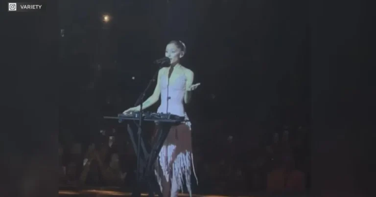 Ariana Grande performing onstage during her Eternal Sunshine Tour concert in Chicago