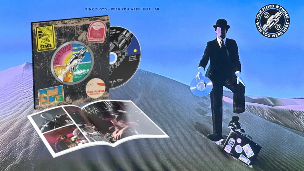 Pink Floyd's Wish You Were Here 50th anniversary Blu-ray with concert footage and album artwork