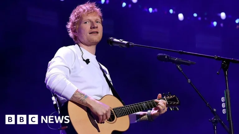 Ed Sheeran performing on stage during his Philadelphia concert after addressing the Macklemore controversy