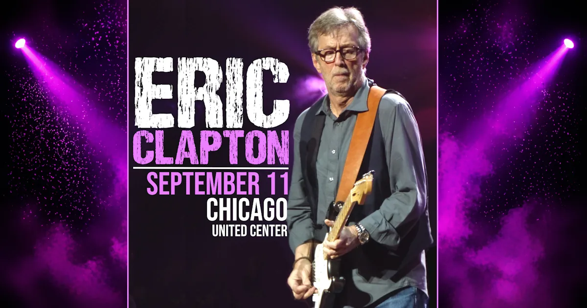 Eric Clapton performing onstage at Chicago's United Center during his 2026 tour