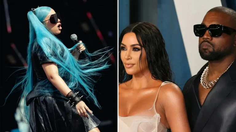 North West performs onstage in Chicago as Kim Kardashian and Kanye West watch from opposite sides of the theater