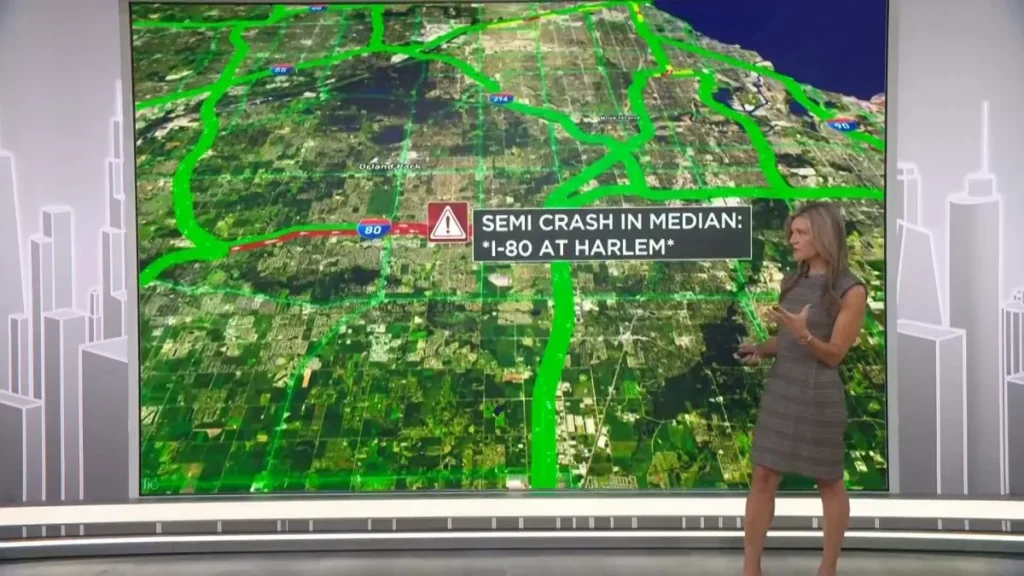 Rollover Semi Crash Closes Lanes on I-80 in Both Directions Near Chicago, Snarling Traffic After a Truck Overturned and Spilled Debris Across the Highway