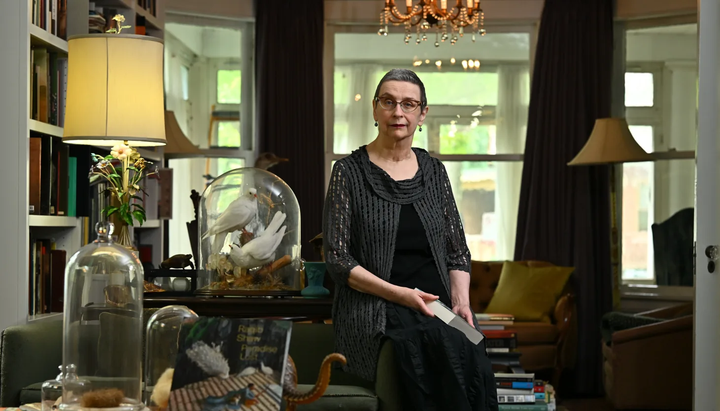Audrey Niffenegger seated in her home in Chicago, discussing her new sequel Life Out of Order